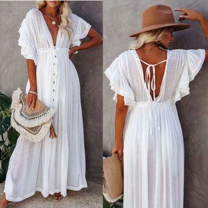 White gauze dress summer Clearance